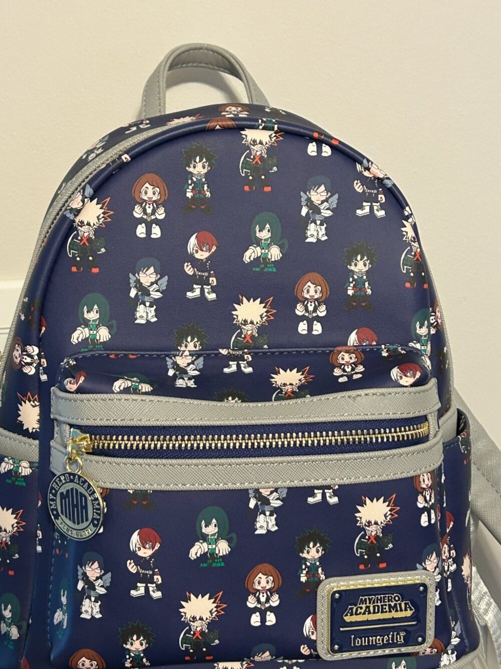 LOUNGEFLY MHA My Hero Academia Navy Blue w/ Multi-Color Group Anime Backpack
